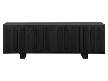 Farmhouse TV Stand, Storage Media Console With Adjustable Shelves & 3 Cable Holes