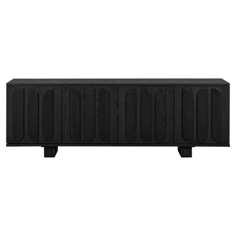 Farmhouse TV Stand, Storage Media Console With Adjustable Shelves & 3 Cable Holes