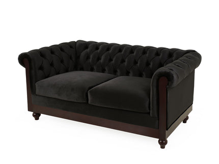 Chesterfield Loveseat Sofa, 2 Person Rolled Arm Upholstered Couch
