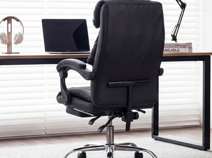 Executive Office Chair With Foot Rest, Adjustable Height - Black
