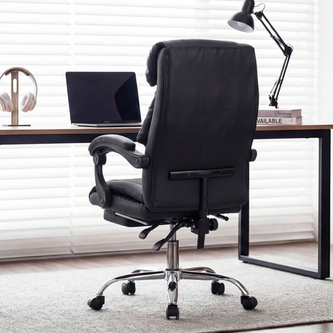 Executive Office Chair With Foot Rest, Adjustable Height - Black