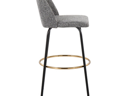 Toriano - Contemporary Fixed Height, Barstool With Swivel & Round Footrest (Set of 2)