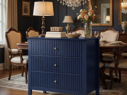 Fluted 3 Drawer Nightstand With Soft Close Slides