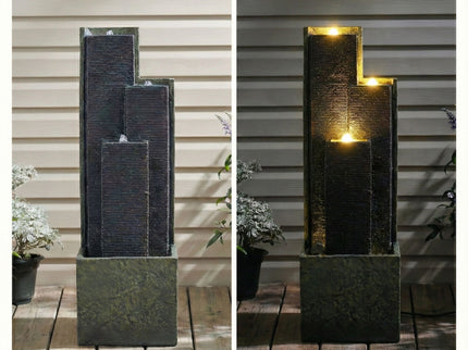 3 Tier Waterfall Fountain With LED Lights - Gray