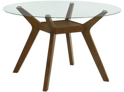 Flynn - Round Glass Top Dining Table - Brown