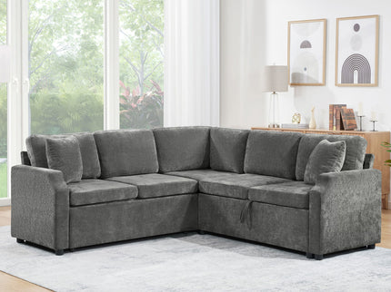 Modern L Shaped Sectional Sofa Bed With Hidden Storage Upholstery