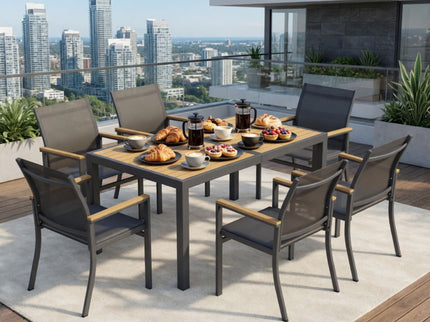 Outdoor Patio Chairs, Ergonomic (Set of 6) - Gray