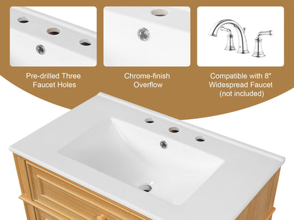 Bathroom Vanity With Flip Out Drawer, 2 Soft-Close Drawers