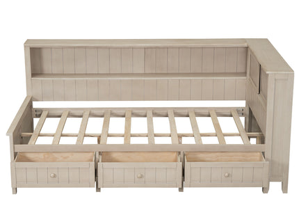 Daybed With Storage Shelves And 3 Drawers