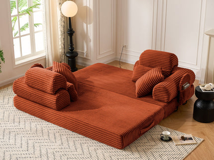 Convertible Sleeper Sofa With & Side Storage Pocket, Foldable Upholstered Couch For Living Room