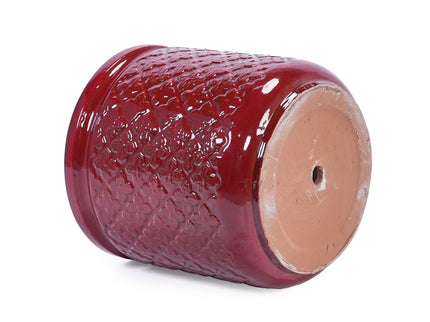 3 Pieces Ceramic Flowerpot, Planter For Patio & Garden Or Windowsills - Bean Paste Red