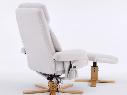 Upholstered Heated Massage 360° Swivel Accent Chair With Ottoman