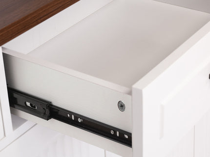 Fluted Sideboard Buffet Cabinet With 4 Doors And 3 Drawers