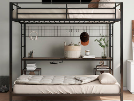 Ethan - Bunk Bed With Desk, Charging Station, Storage Shelves