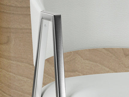 Modern Bar Stools With Low Back And Arms And Durable Metal Frame (Set of 2) - Ivory