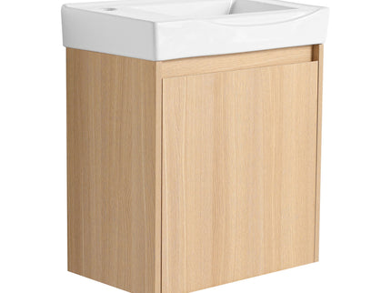 Modern Bathroom Vanity With Ceramic Basin, Wall Mounted Floating Sink Combo, Storage Cabinet