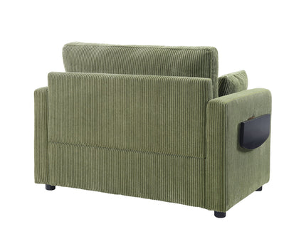 Sleeper Sofa With Foldable Mattress, USB Ports, Side Table & Storage Pocket