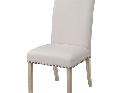 Upholstered Dining Chair With Rolled Edge Seat Back (Set of 2) - Beige