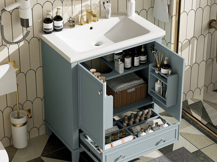 Modern Bathroom Vanity With Sink Combo, Multi Functional Cabinet With Doors And Drawer