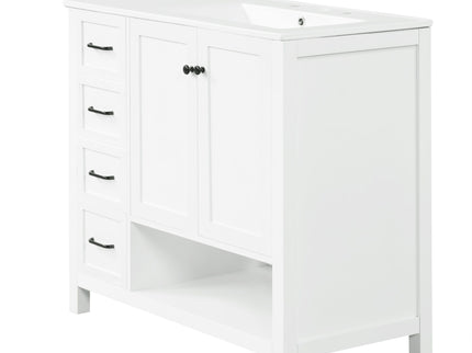 Bathroom Vanity With Sink Top, Bathroom Vanity Cabinet With 2 Doors And 2 Drawers, Open Shelf