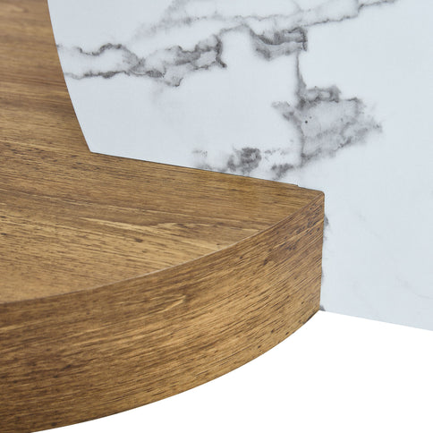 Contemporary Artistic Double Layer Coffee Table, Tempered Glass Top