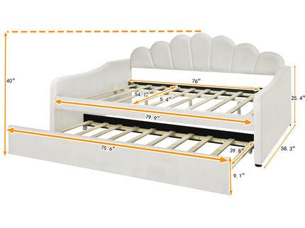 Upholstery Daybed Frame With Shell Shaped Backrest