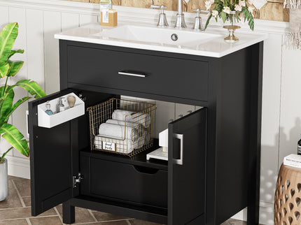 Bathroom Vanity With Sink And Ample Storage, Rectangular Undermount Sink - Black