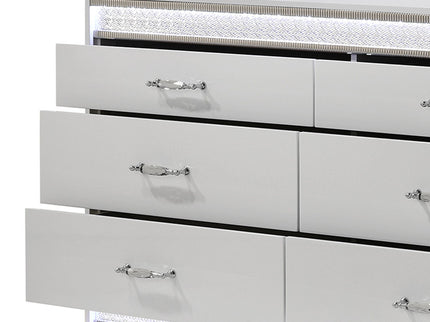 Glam - 6 Drawer Dresser With LED Lighting (Includes Dresser Only) - White