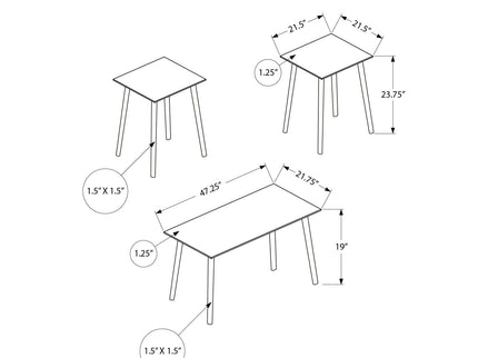 Contemporary 3 Piece Table Set With Coffee Table And 2 End Tables