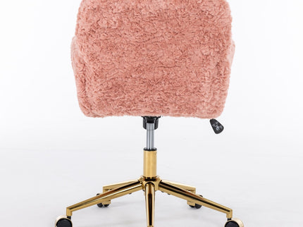 Office Chair, Artificial Rabbit Hair Home Office Chair With Metal Base, Adjustable Desk Chair Swivel Office Chair, Vanity Chair