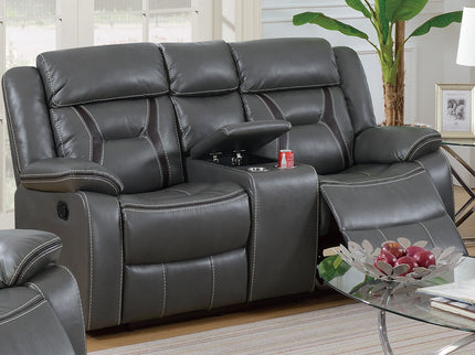 Modern Reclining Loveseat With Console, Cup Holders, Storage