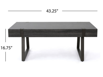 Abitha - Coffee Table With Industrial Powder Coated Metal Legs