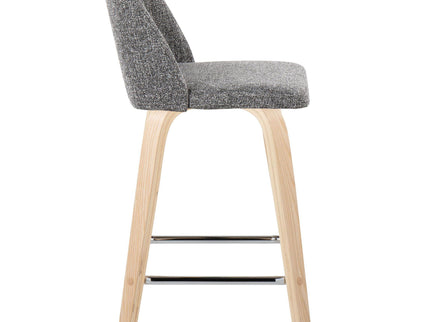 Toriano - Contemporary Fixed Height Counter Stool With Swivel With Square Footrest (Set of 2)