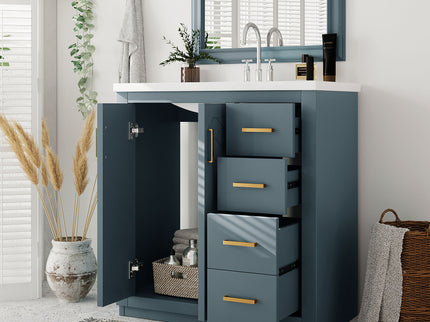 Bathroom Vanity With Sink, Storage Cabinet, Freestanding Set With 3 Drawers & Soft Closing Doors