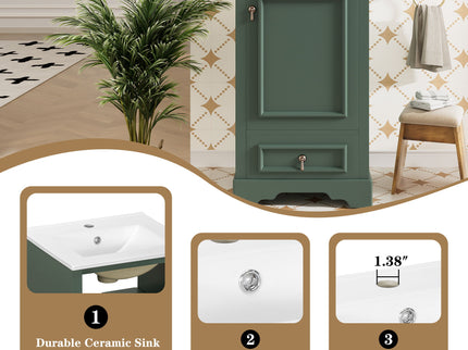 Bathroom Vanity With Sink, Soft Close Door, Adjustable U-Shaped Shelf