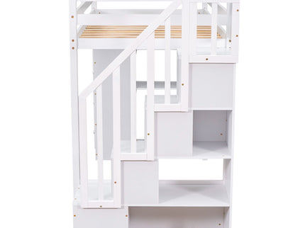 Loft Bed With Storage Drawers And Stairs With Shelves