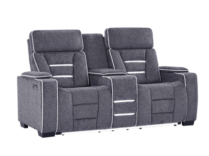 Austin - 3 Piece Reclining Sofa And Loveseat With Storage Arms - Gray