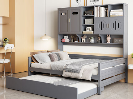 Daybed With All-In-One Cabinet And Shelf