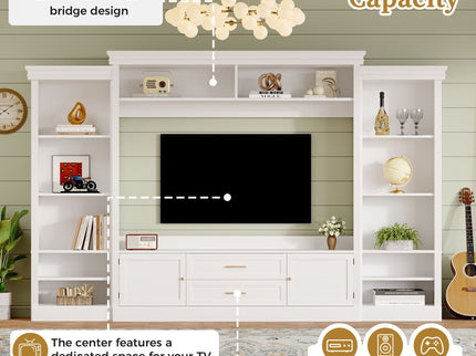 Elegant Entertainment Center Wall Unit With Bookshelves