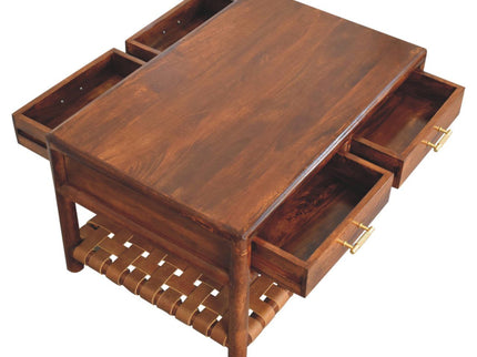 Regency - Woven Console Table With 2 Drawers - Brown