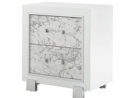 Skye - Marble Nightstand - White