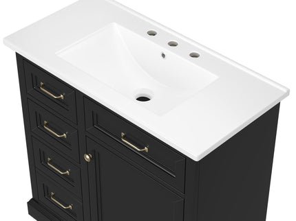 Modern Bathroom Vanity With Sink Top, 4 Drawers And 1 Soft-Close Door