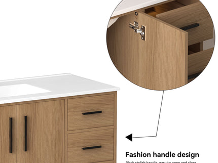Bathroom Vanity With Abundant Storage 2 Soft Close Doors And 9 Drawers