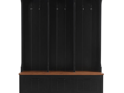 Hall Tree With Bench And Shoe Storage, 3 Large Drawers, Open Storage Shelves & Hooks