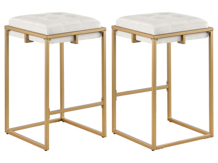 Square Counter Height Stools (Set of 2) - Beige / Gold