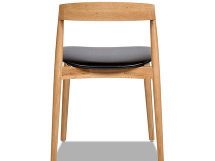 Raven - Stacking Sculpted Oak Dining Chair - Warm Natural Brown / Black