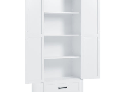 Tall Bathroom Storage Cabinet With 2 Doors And 2 Drawer, Adjustable Shelf - White