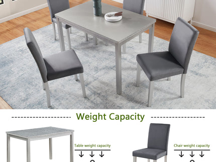 Dining Table Set, Table With A Rectangular Table And Upholstered Chairs