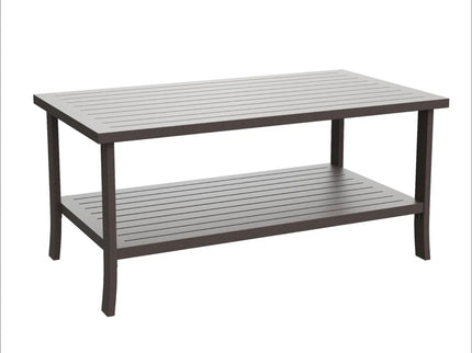 Rectangular Outdoor Coffee Table, 2 Tier All Weather Patio Table - Brown