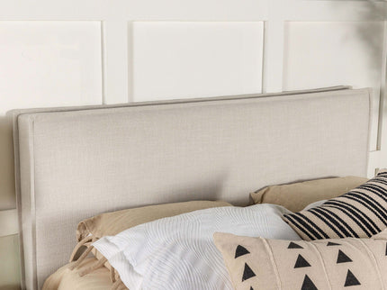 Queen / Full Size Upholstered Headboard With Flange Details - Sand